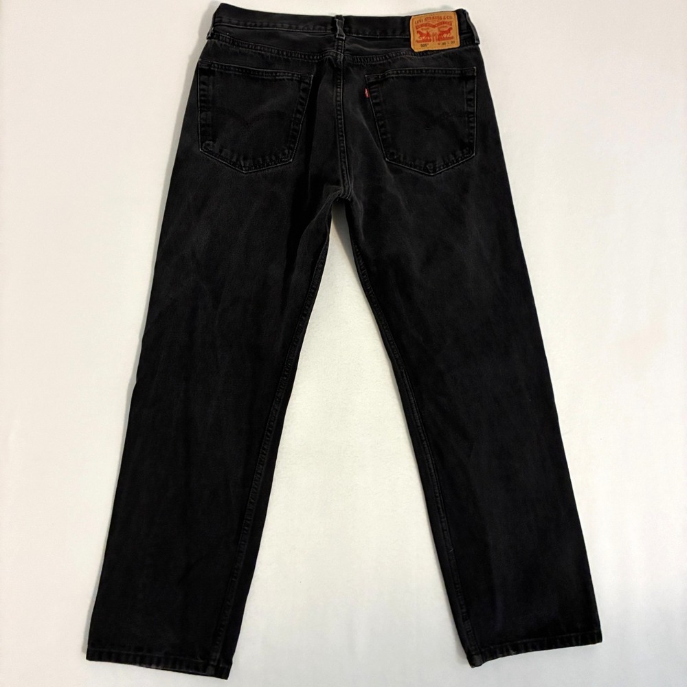 Levi's 505 Jeans Mens 36x32 (Fits 36x30) Black Denim Straight Leg Preppy